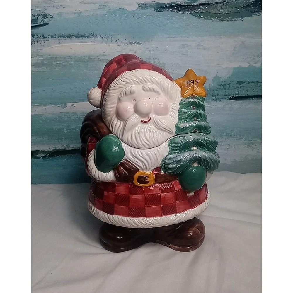 Santa Claus Ceramic Cookie‎ Jar 1999 Has A Couple Of Small Chips See Pictures